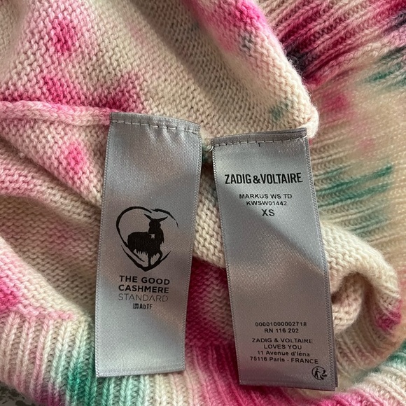 ZADIG & VOLTAIRE Markus Cashmere Sweater - Pink Tie Dye - Picture 13 of 14